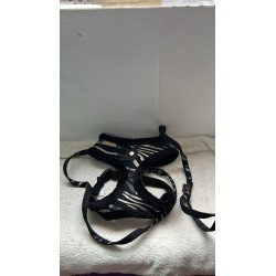 Harnais et laisse noir avec rayures dorées  2ème main