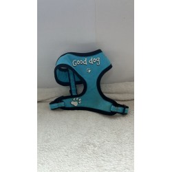 Harnais bleu clair avec écriture good dog en blanc 2ème main