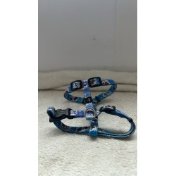 Harnais bleu avec dessins de chiens 2ème main